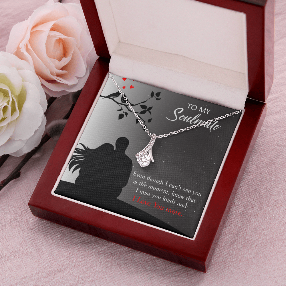 To My Girlfriend I Miss You Loads Alluring Ribbon Necklace Message Card-Express Your Love Gifts
