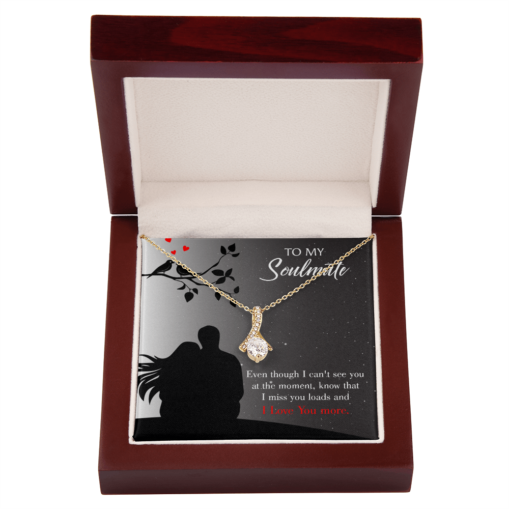 To My Girlfriend I Miss You Loads Alluring Ribbon Necklace Message Card-Express Your Love Gifts
