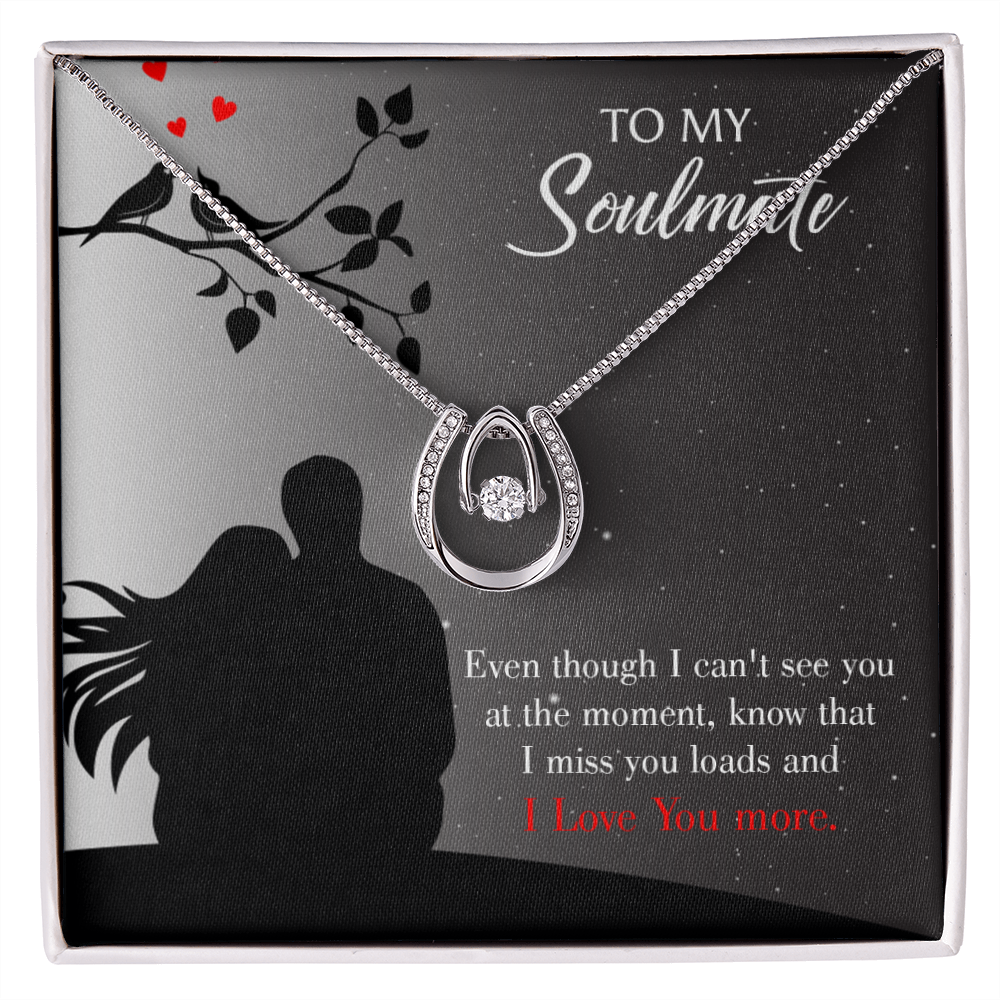 To My Girlfriend I Miss You Loads Lucky Horseshoe Necklace Message Card 14k w CZ Crystals-Express Your Love Gifts