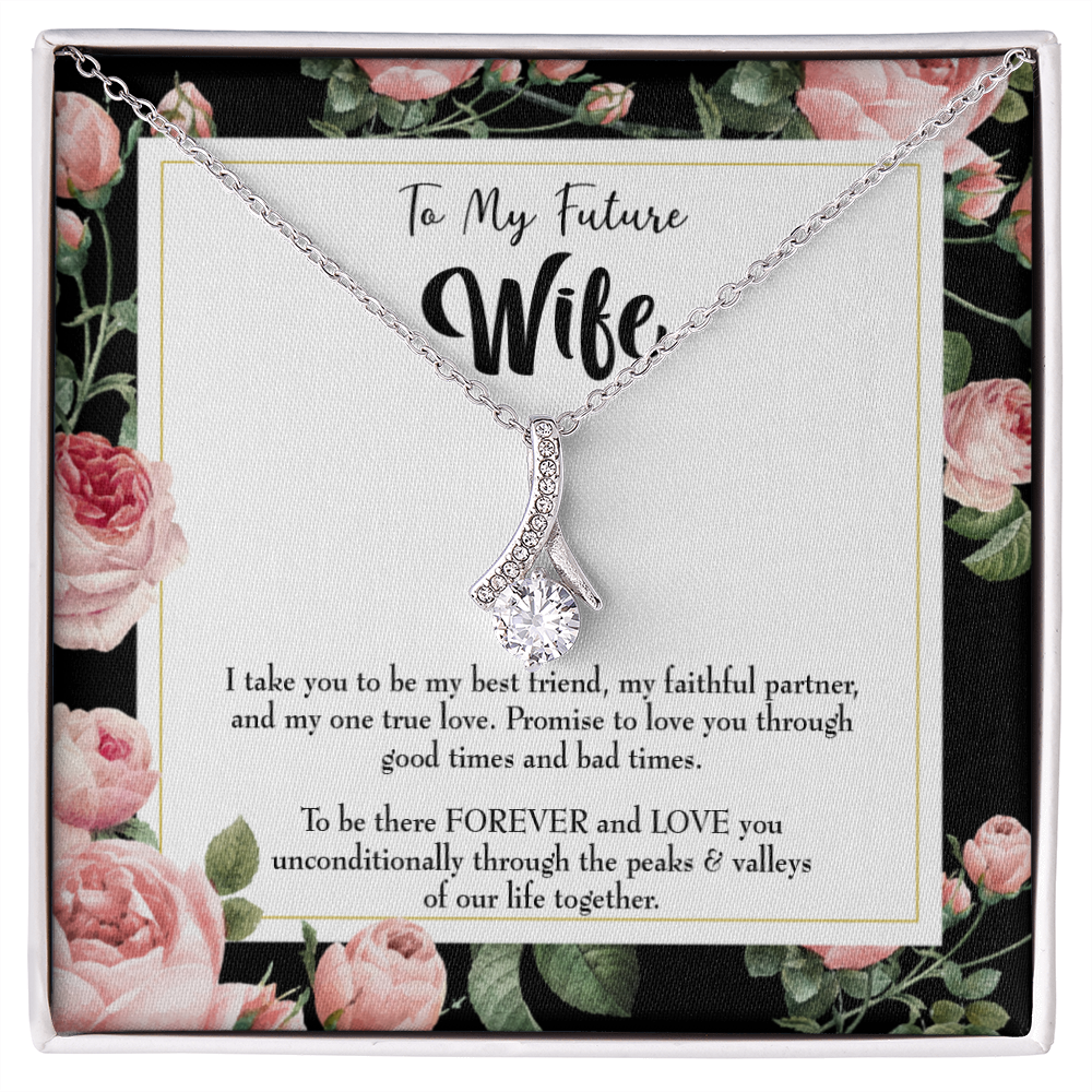 To My Girlfriend I take You Alluring Ribbon Necklace Message Card-Express Your Love Gifts