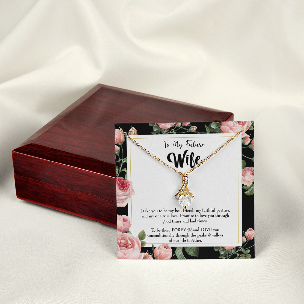 To My Girlfriend I take You Alluring Ribbon Necklace Message Card-Express Your Love Gifts