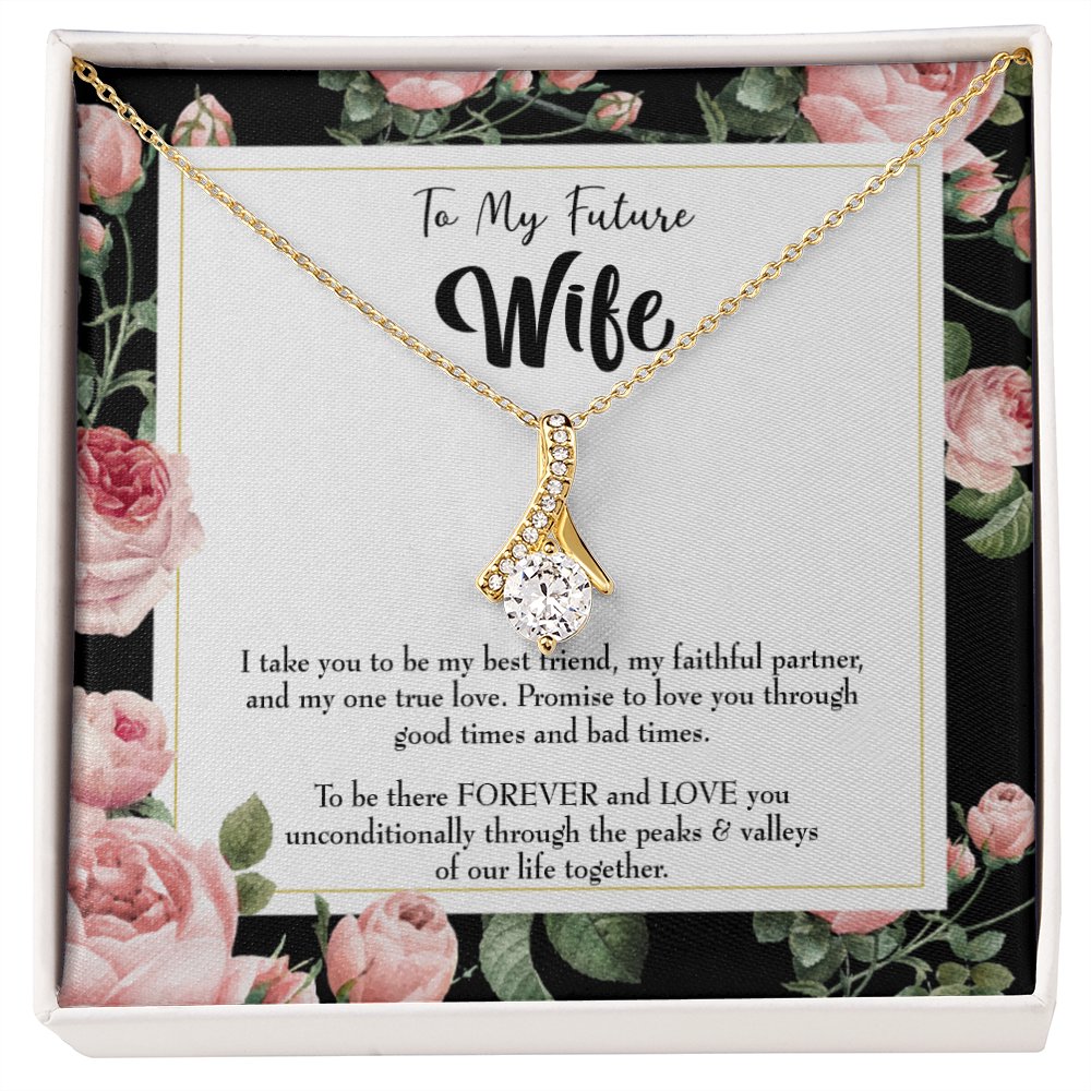 To My Girlfriend I take You Alluring Ribbon Necklace Message Card-Express Your Love Gifts