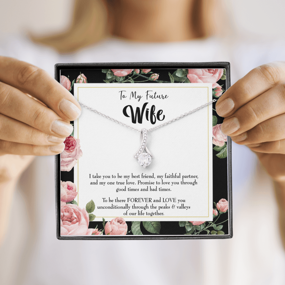To My Girlfriend I take You Alluring Ribbon Necklace Message Card-Express Your Love Gifts