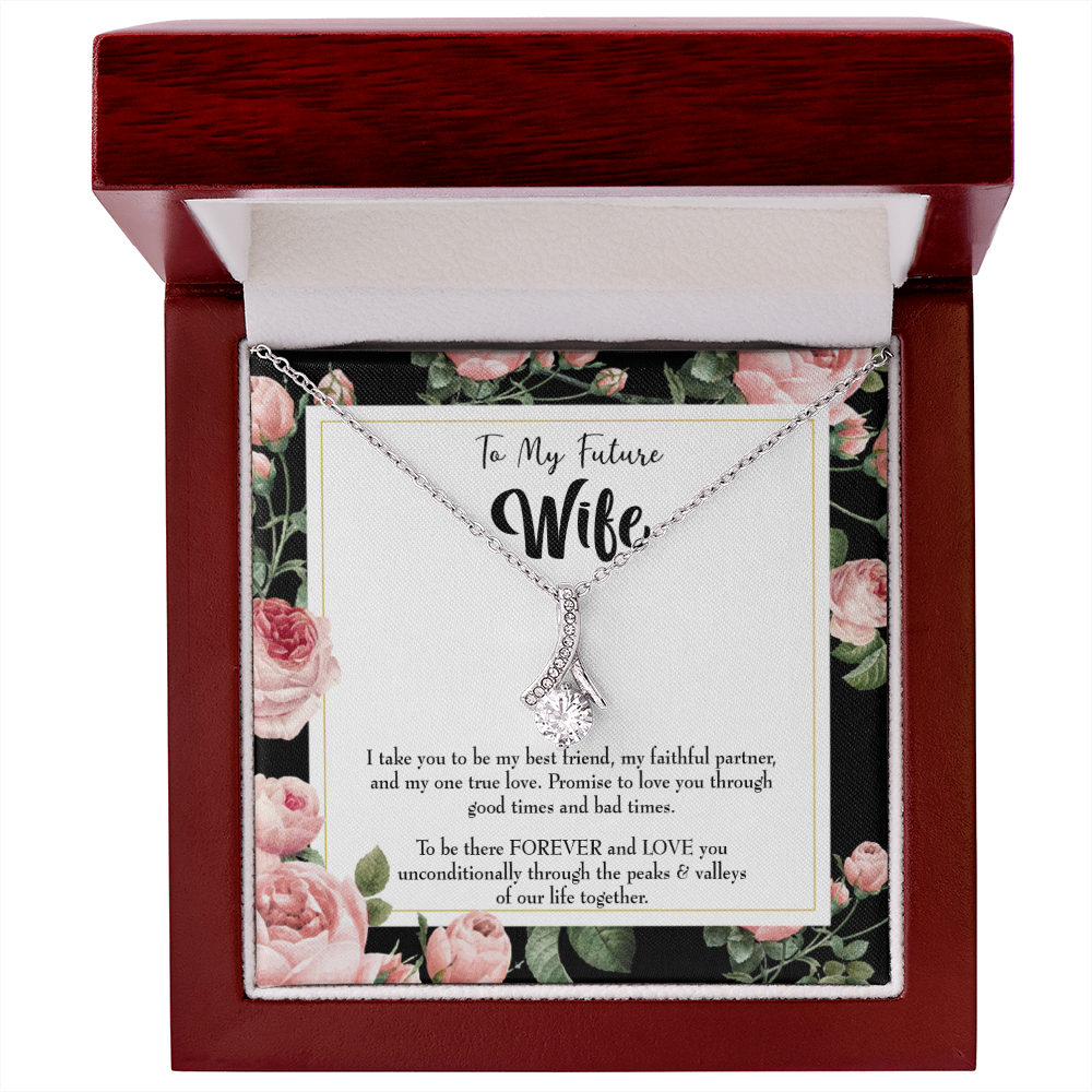 To My Girlfriend I take You Alluring Ribbon Necklace Message Card-Express Your Love Gifts