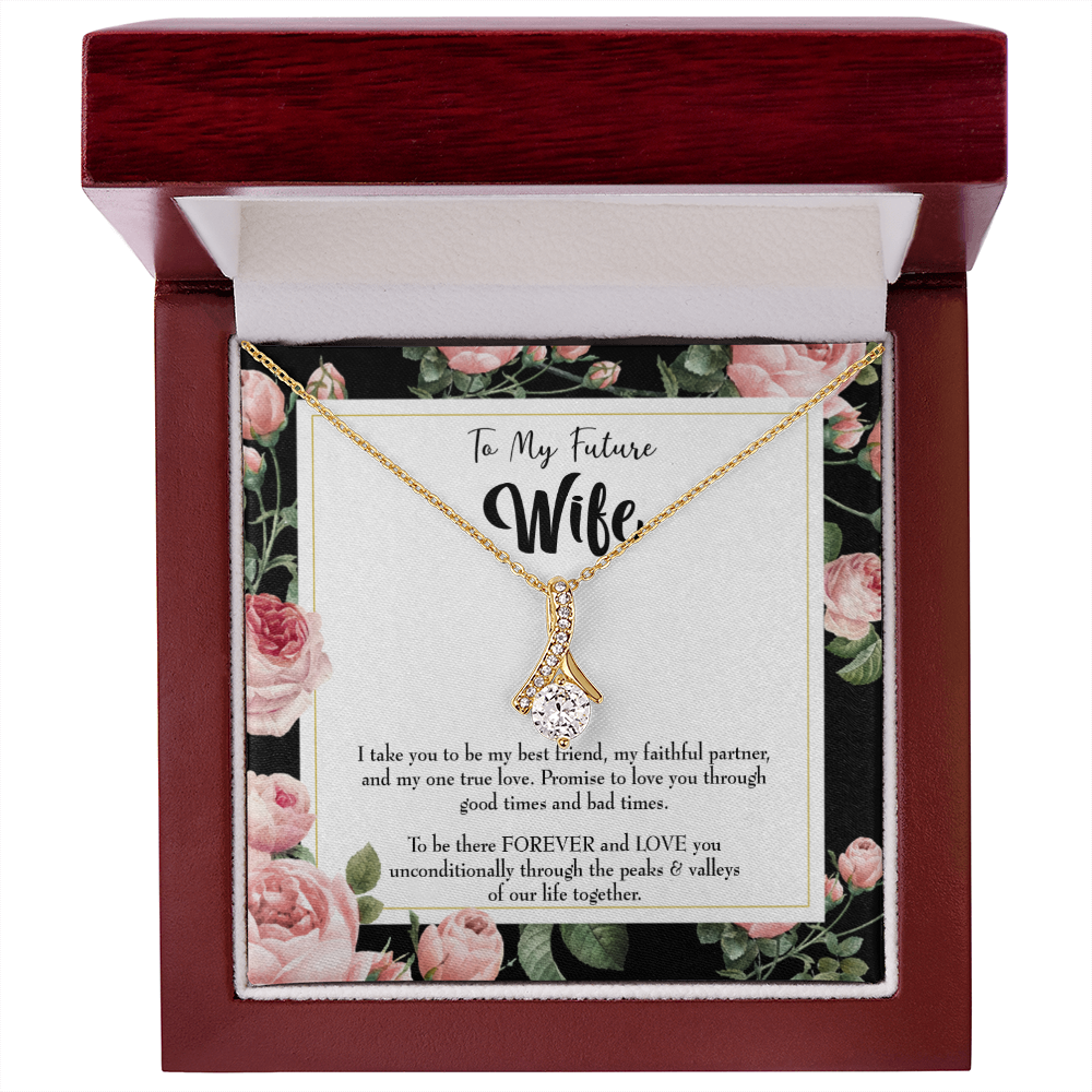 To My Girlfriend I take You Alluring Ribbon Necklace Message Card-Express Your Love Gifts