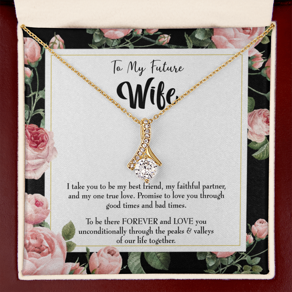 To My Girlfriend I take You Alluring Ribbon Necklace Message Card-Express Your Love Gifts
