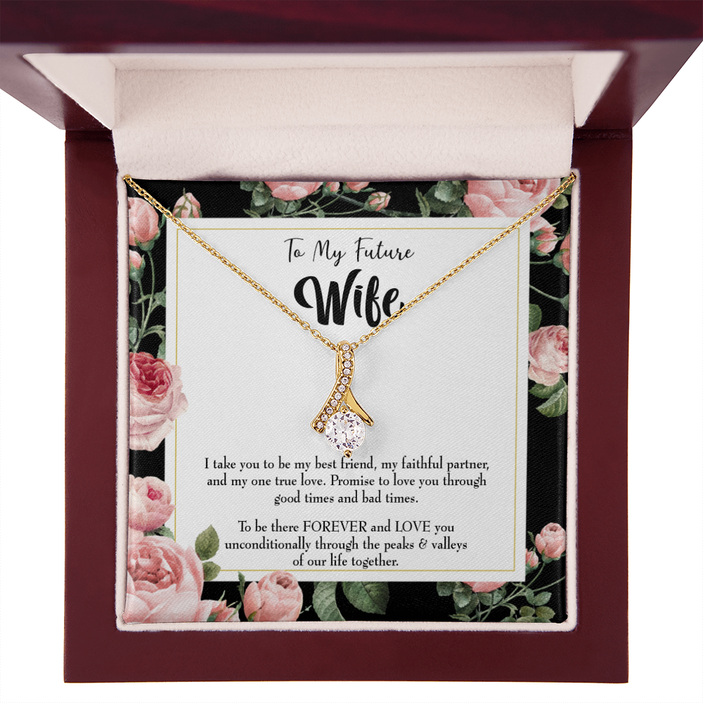 To My Girlfriend I take You Alluring Ribbon Necklace Message Card-Express Your Love Gifts