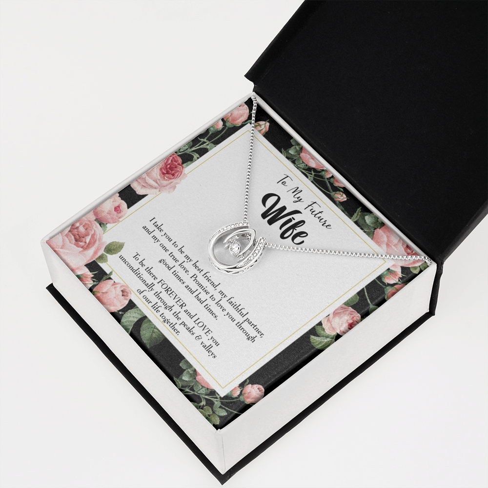 To My Girlfriend I take You Lucky Horseshoe Necklace Message Card 14k w CZ Crystals-Express Your Love Gifts