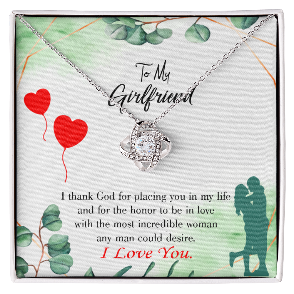 To My Girlfriend I Thank God Infinity Knot Necklace Message Card-Express Your Love Gifts