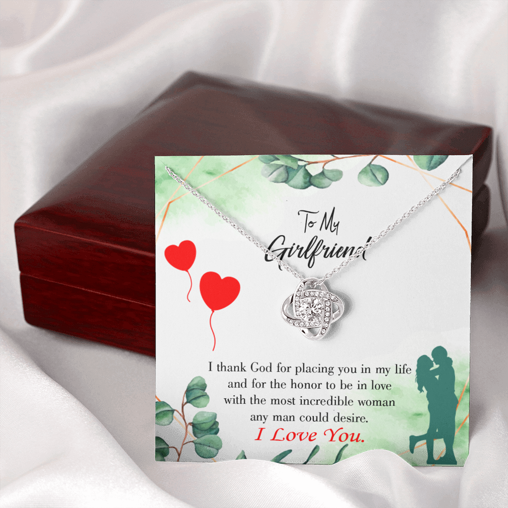To My Girlfriend I Thank God Infinity Knot Necklace Message Card-Express Your Love Gifts