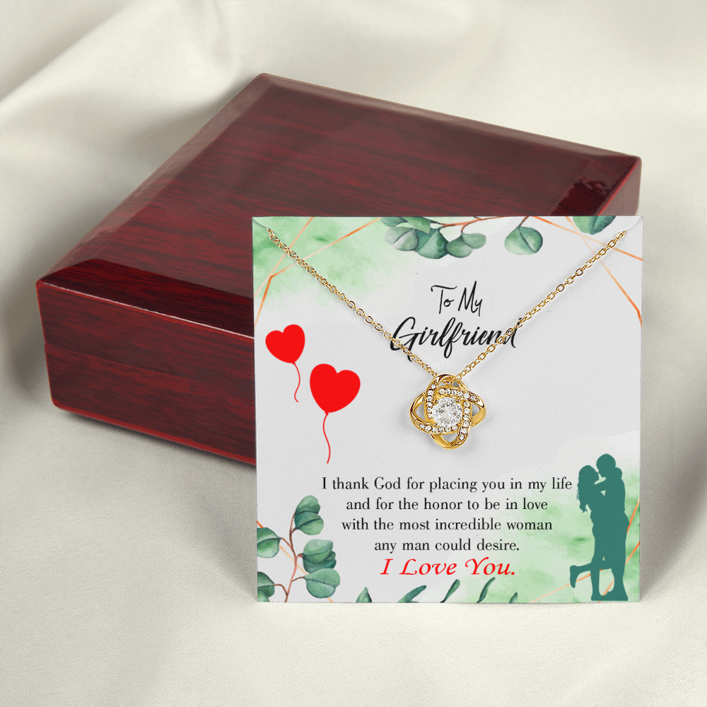 To My Girlfriend I Thank God Infinity Knot Necklace Message Card-Express Your Love Gifts