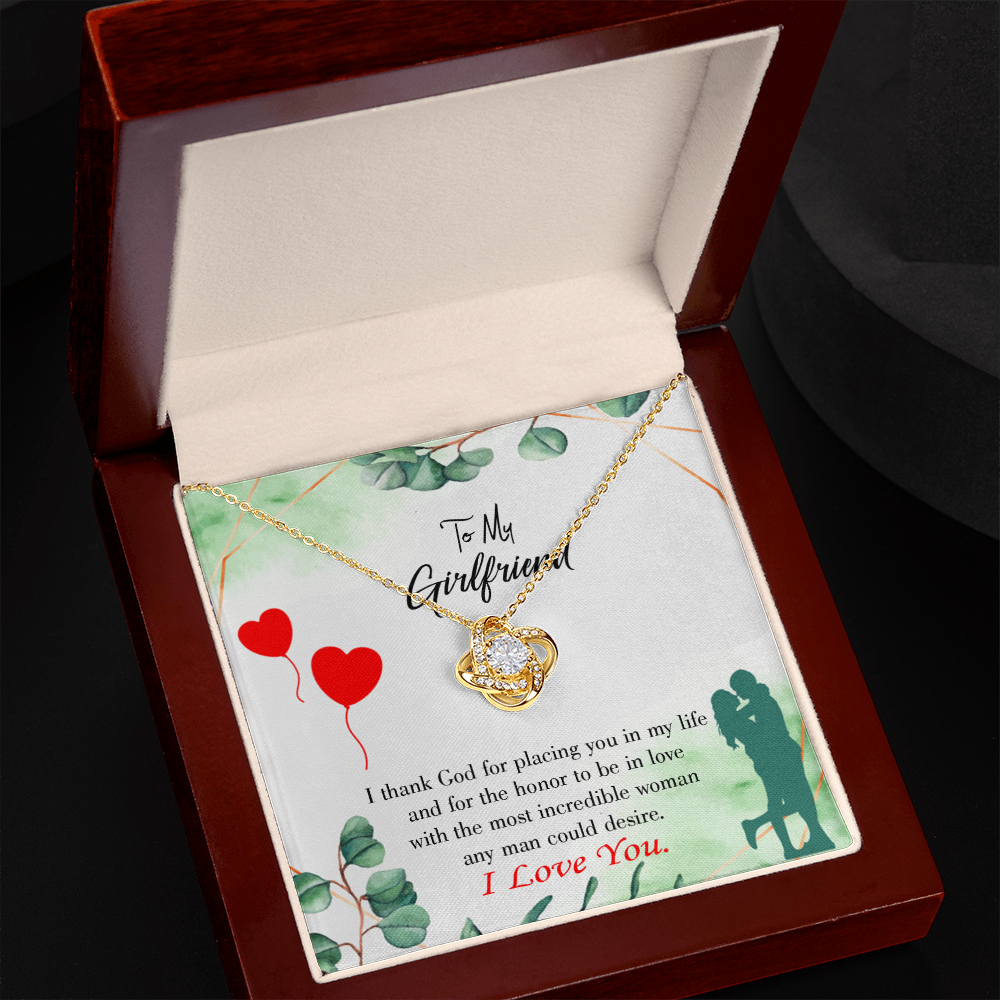 To My Girlfriend I Thank God Infinity Knot Necklace Message Card-Express Your Love Gifts