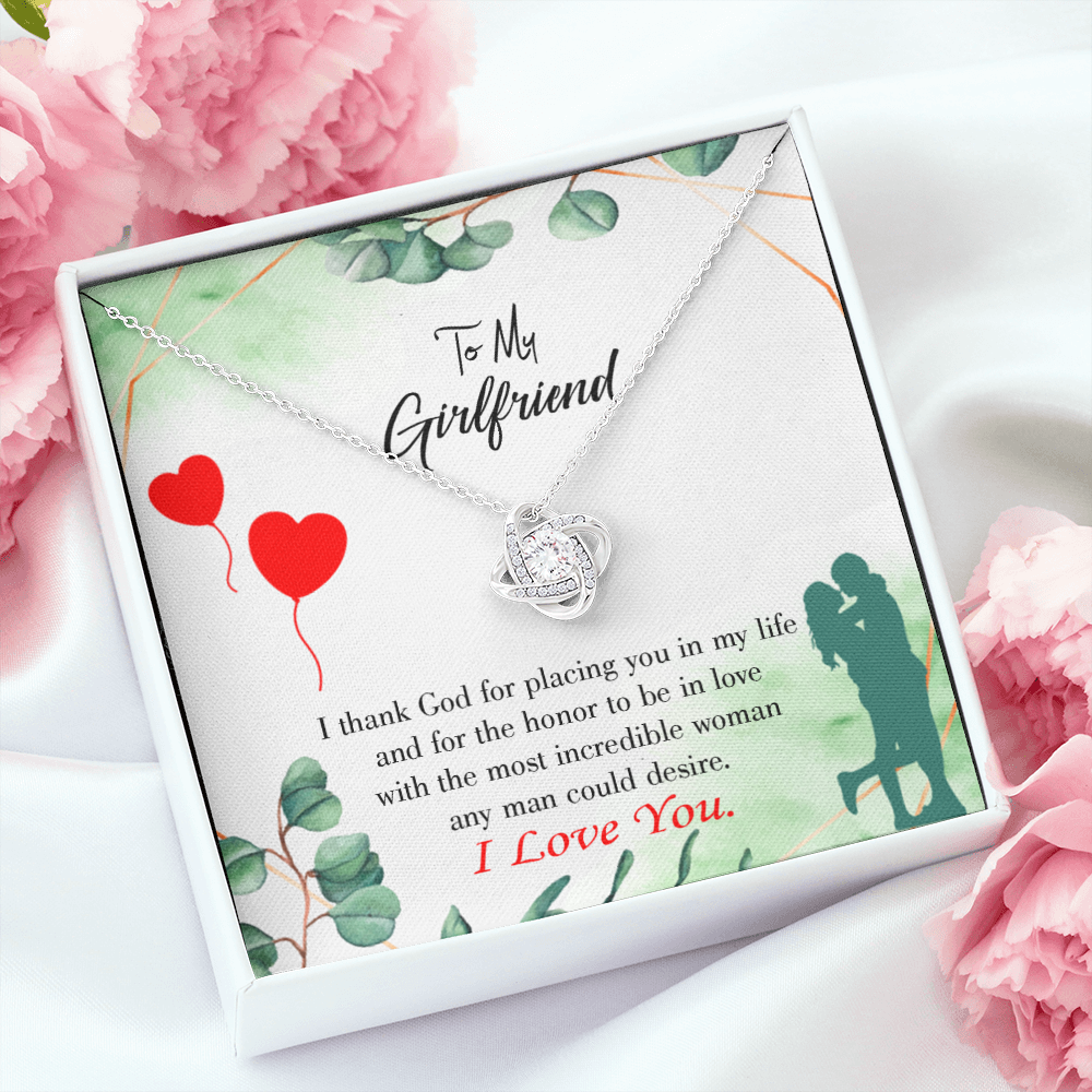 To My Girlfriend I Thank God Infinity Knot Necklace Message Card-Express Your Love Gifts