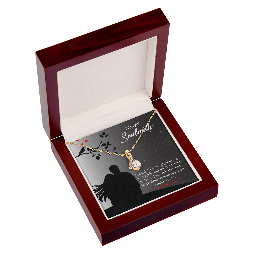 To My Girlfriend Incredible Woman Alluring Ribbon Necklace Message Card-Express Your Love Gifts