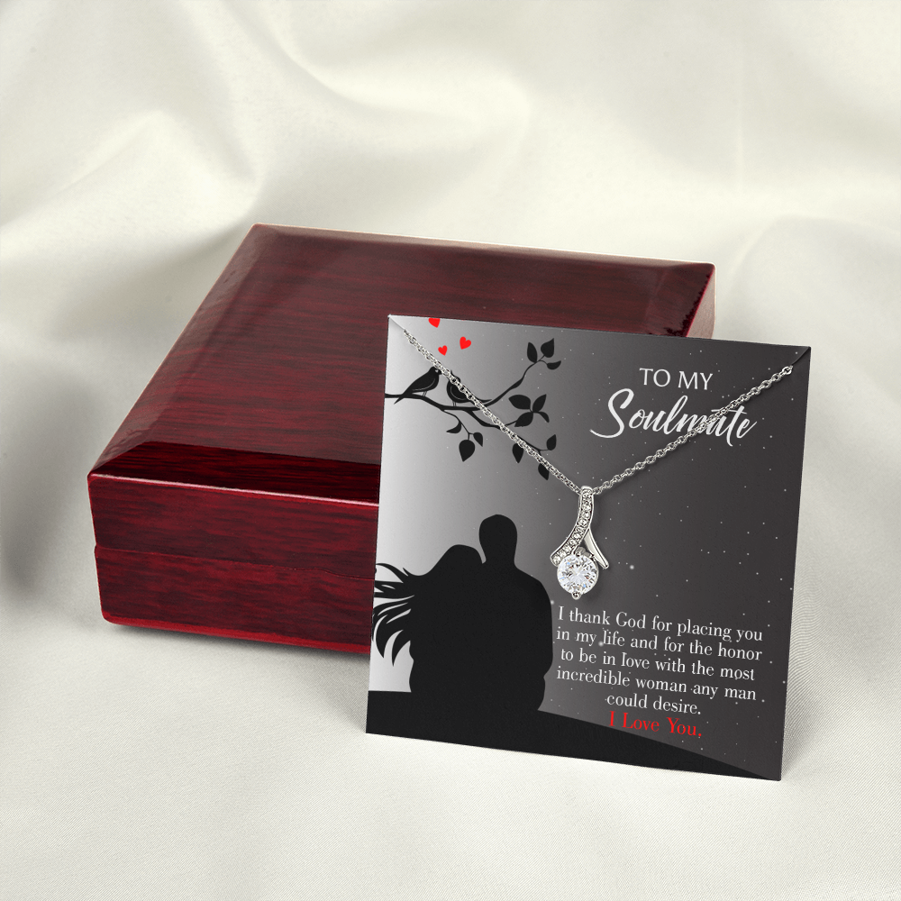 To My Girlfriend Incredible Woman Alluring Ribbon Necklace Message Card-Express Your Love Gifts