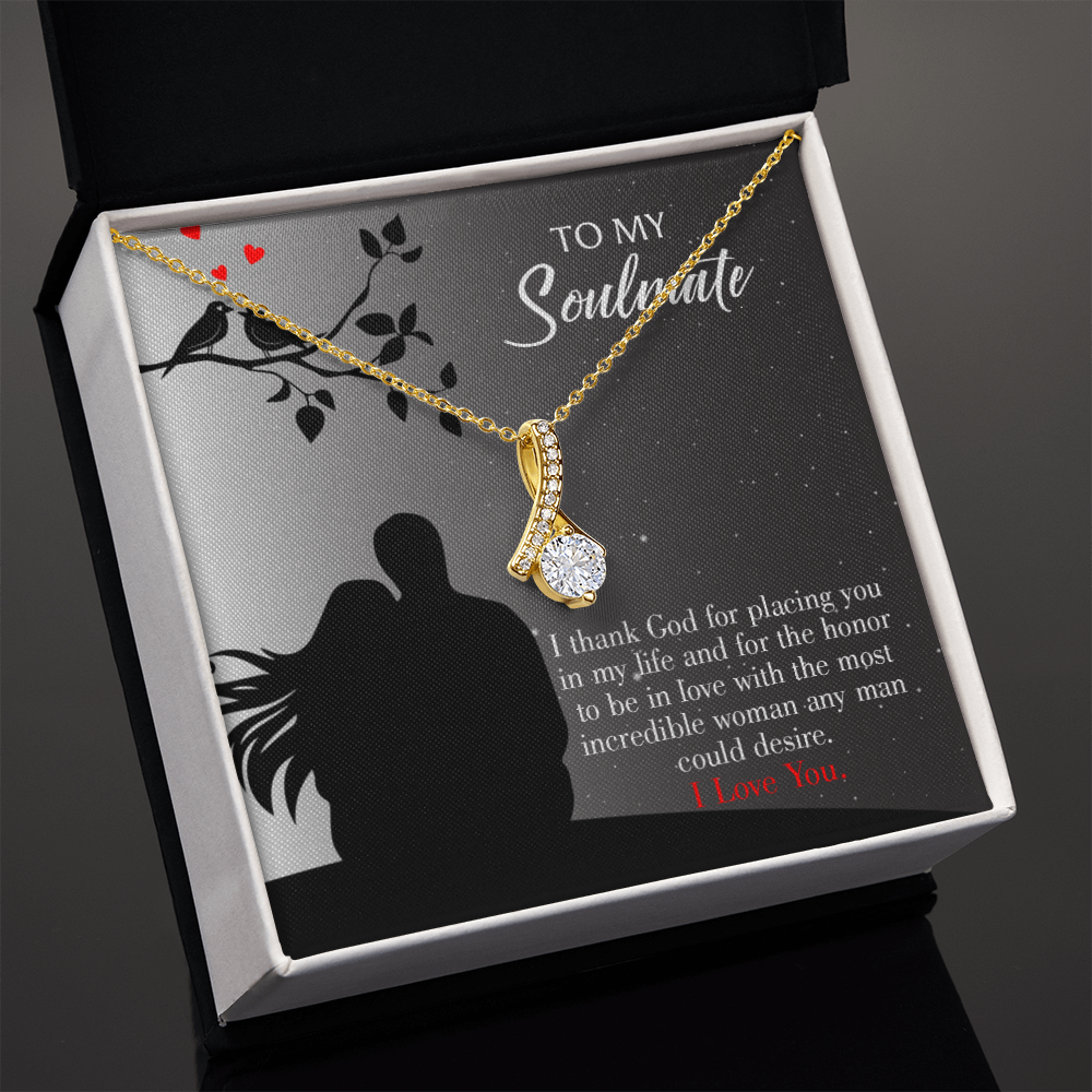 To My Girlfriend Incredible Woman Alluring Ribbon Necklace Message Card-Express Your Love Gifts