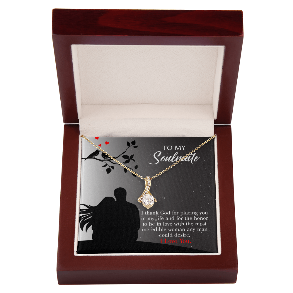 To My Girlfriend Incredible Woman Alluring Ribbon Necklace Message Card-Express Your Love Gifts