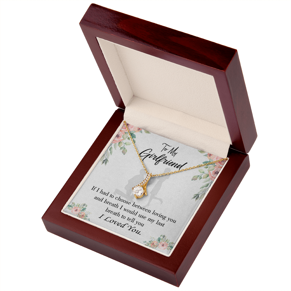 To My Girlfriend Last Breath Alluring Ribbon Necklace Message Card-Express Your Love Gifts