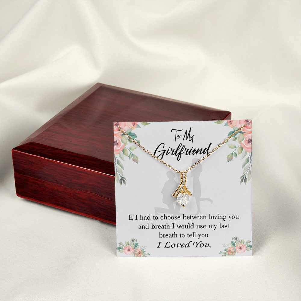 To My Girlfriend Last Breath Alluring Ribbon Necklace Message Card-Express Your Love Gifts