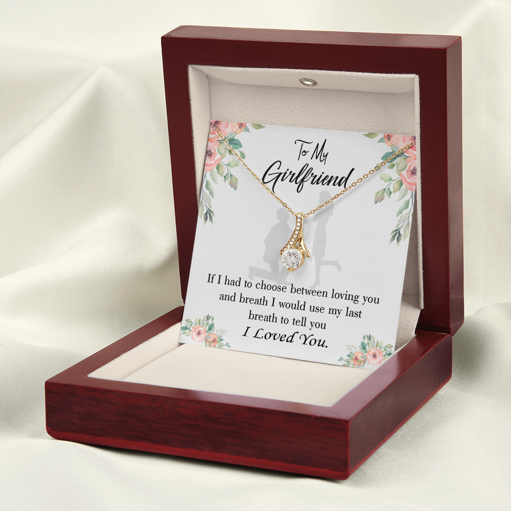 To My Girlfriend Last Breath Alluring Ribbon Necklace Message Card-Express Your Love Gifts