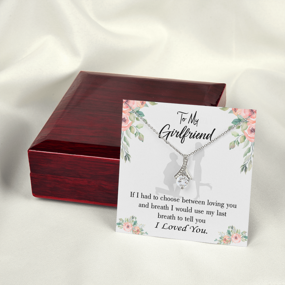 To My Girlfriend Last Breath Alluring Ribbon Necklace Message Card-Express Your Love Gifts