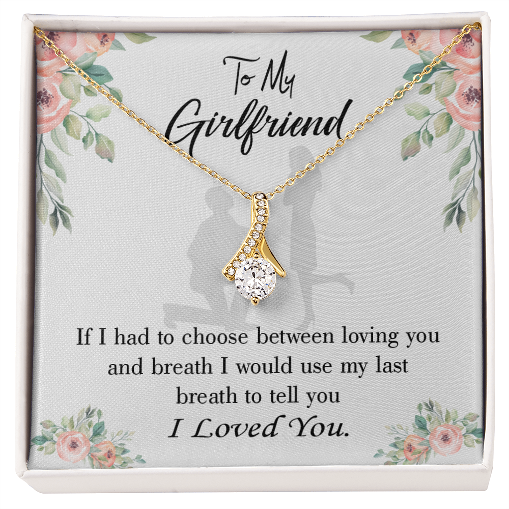 To My Girlfriend Last Breath Alluring Ribbon Necklace Message Card-Express Your Love Gifts