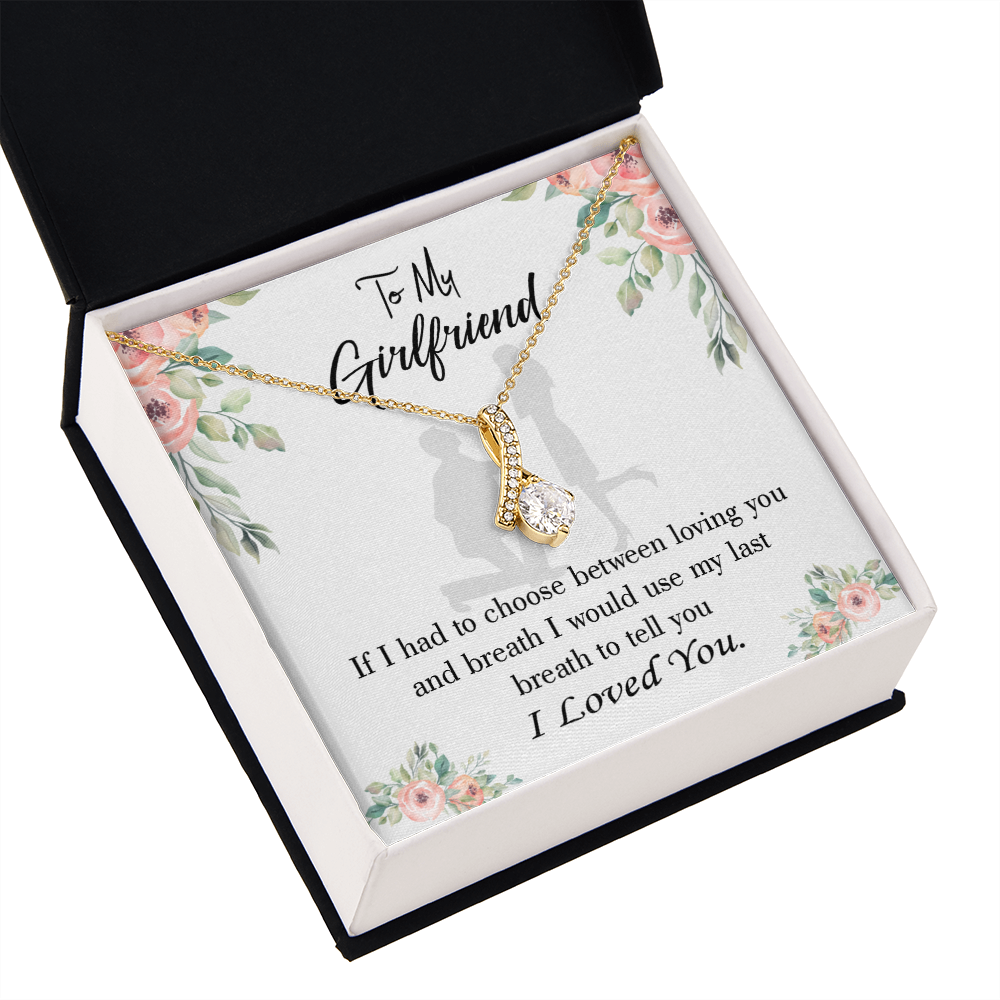 To My Girlfriend Last Breath Alluring Ribbon Necklace Message Card-Express Your Love Gifts