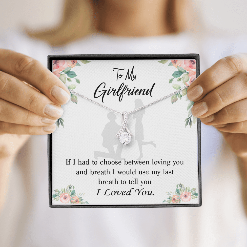 To My Girlfriend Last Breath Alluring Ribbon Necklace Message Card-Express Your Love Gifts