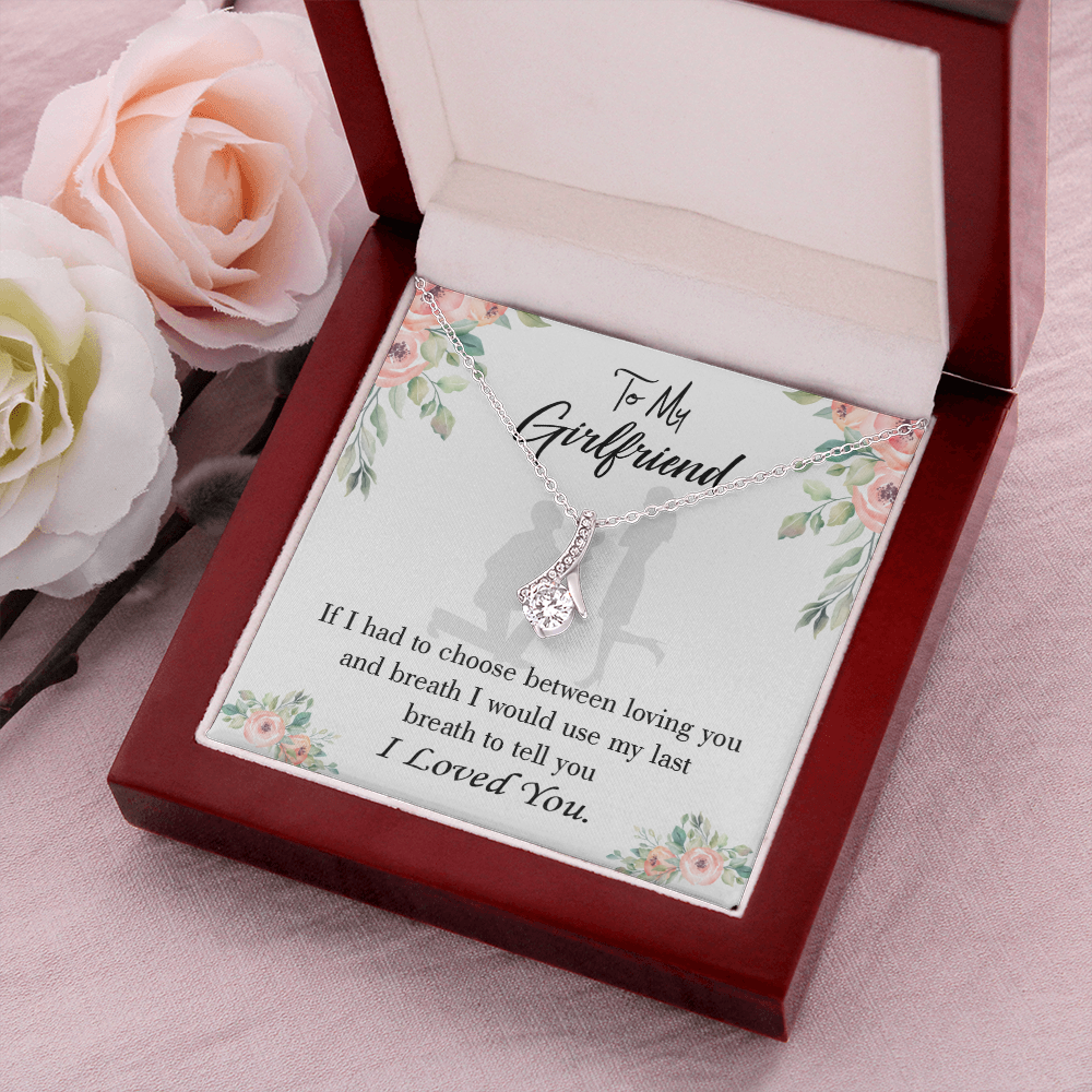 To My Girlfriend Last Breath Alluring Ribbon Necklace Message Card-Express Your Love Gifts