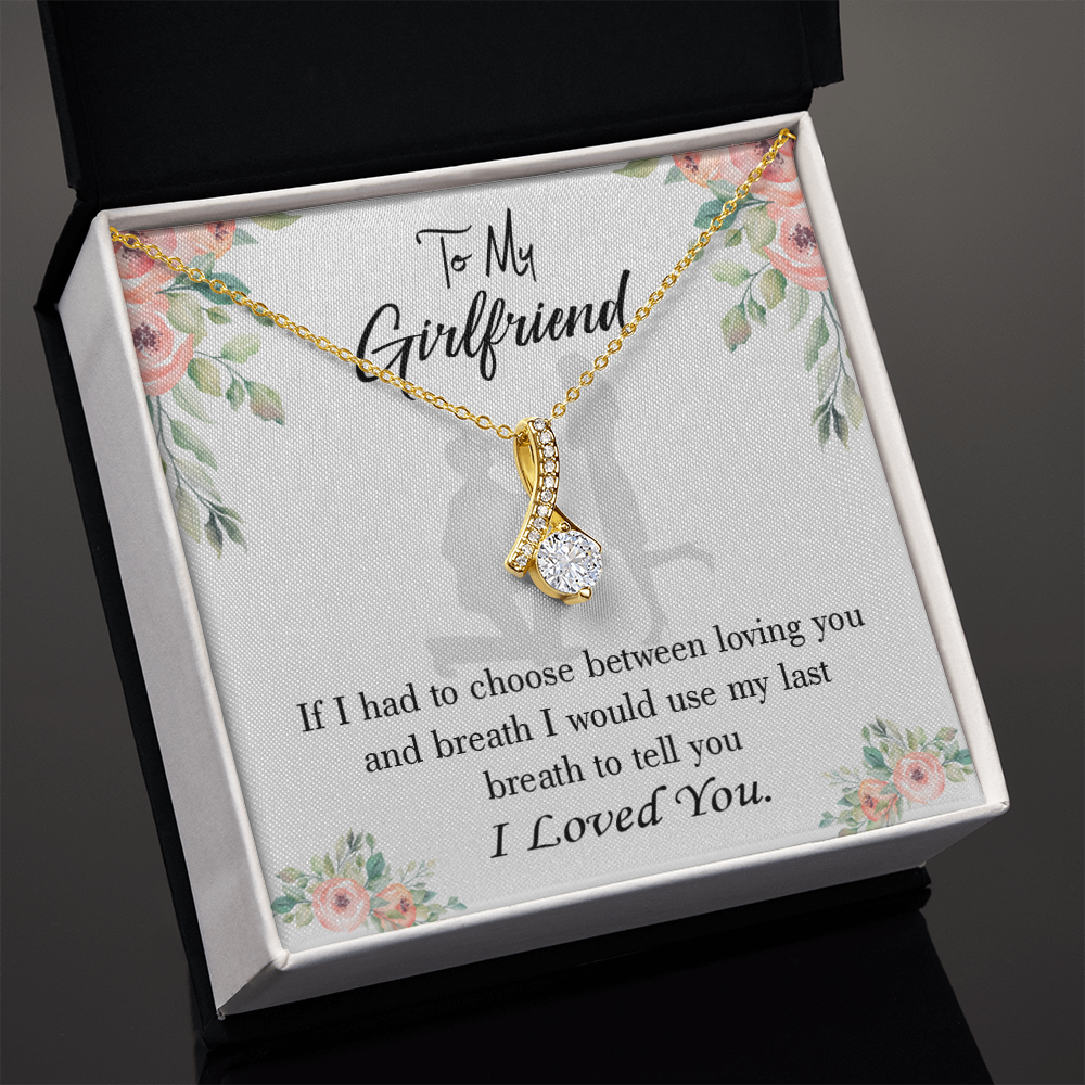 To My Girlfriend Last Breath Alluring Ribbon Necklace Message Card-Express Your Love Gifts