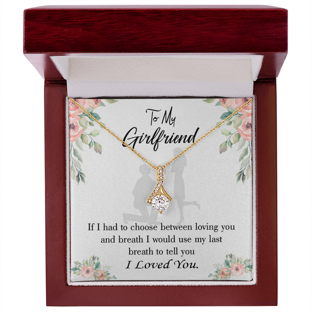 To My Girlfriend Last Breath Alluring Ribbon Necklace Message Card-Express Your Love Gifts