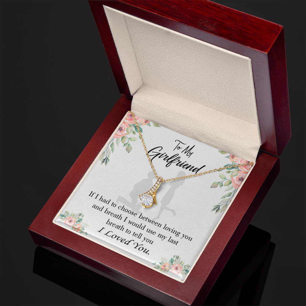 To My Girlfriend Last Breath Alluring Ribbon Necklace Message Card-Express Your Love Gifts
