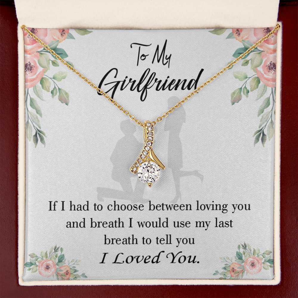 To My Girlfriend Last Breath Alluring Ribbon Necklace Message Card-Express Your Love Gifts