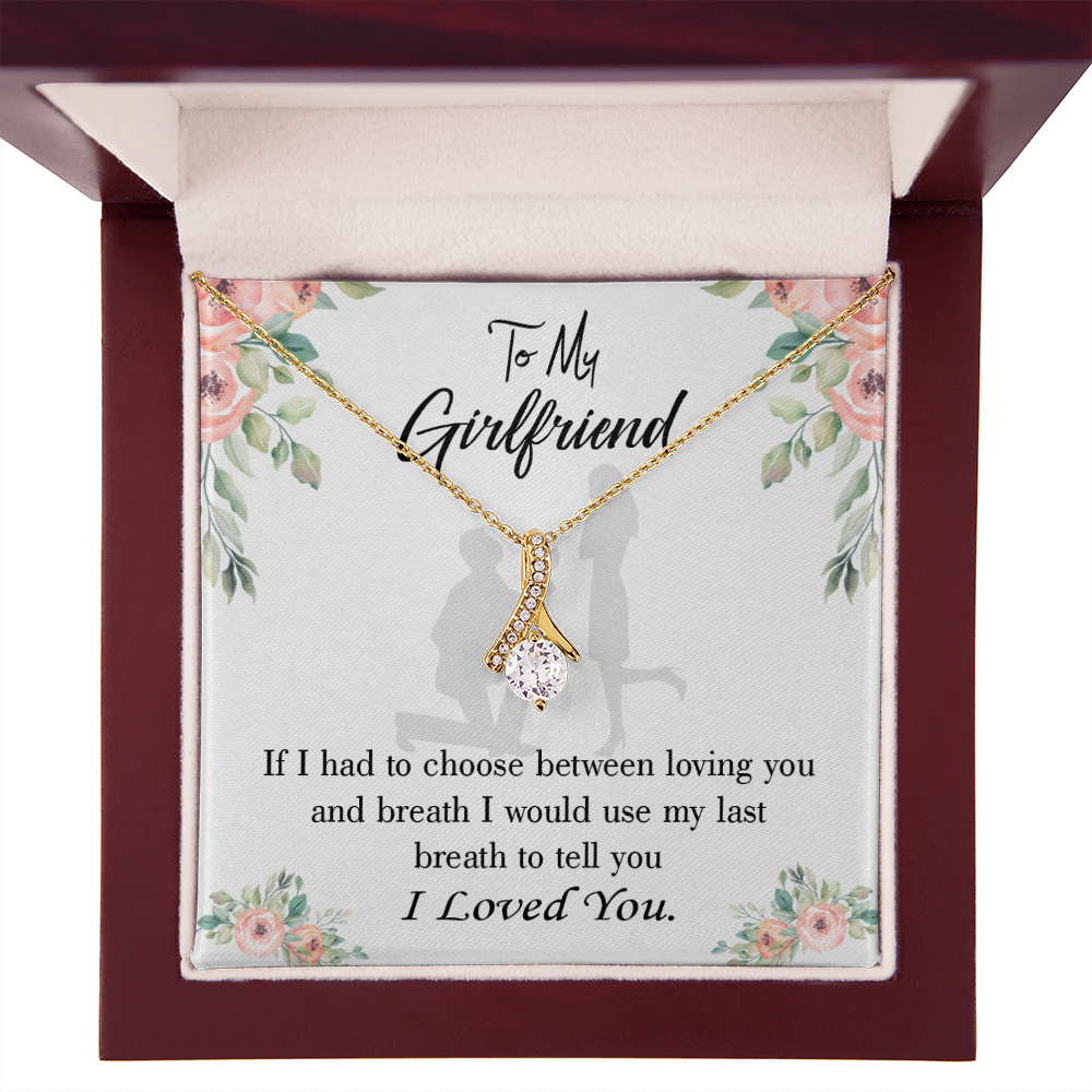 To My Girlfriend Last Breath Alluring Ribbon Necklace Message Card-Express Your Love Gifts