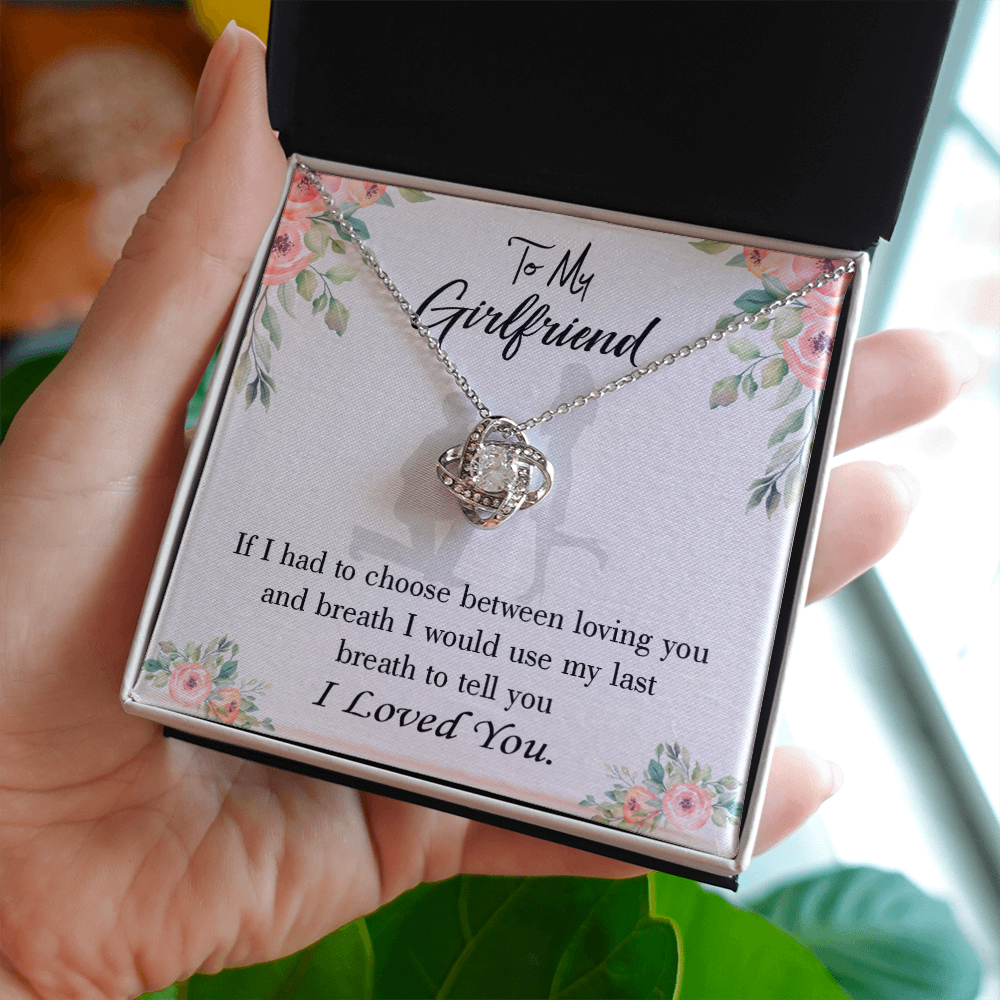 To My Girlfriend Last Breath Infinity Knot Necklace Message Card-Express Your Love Gifts