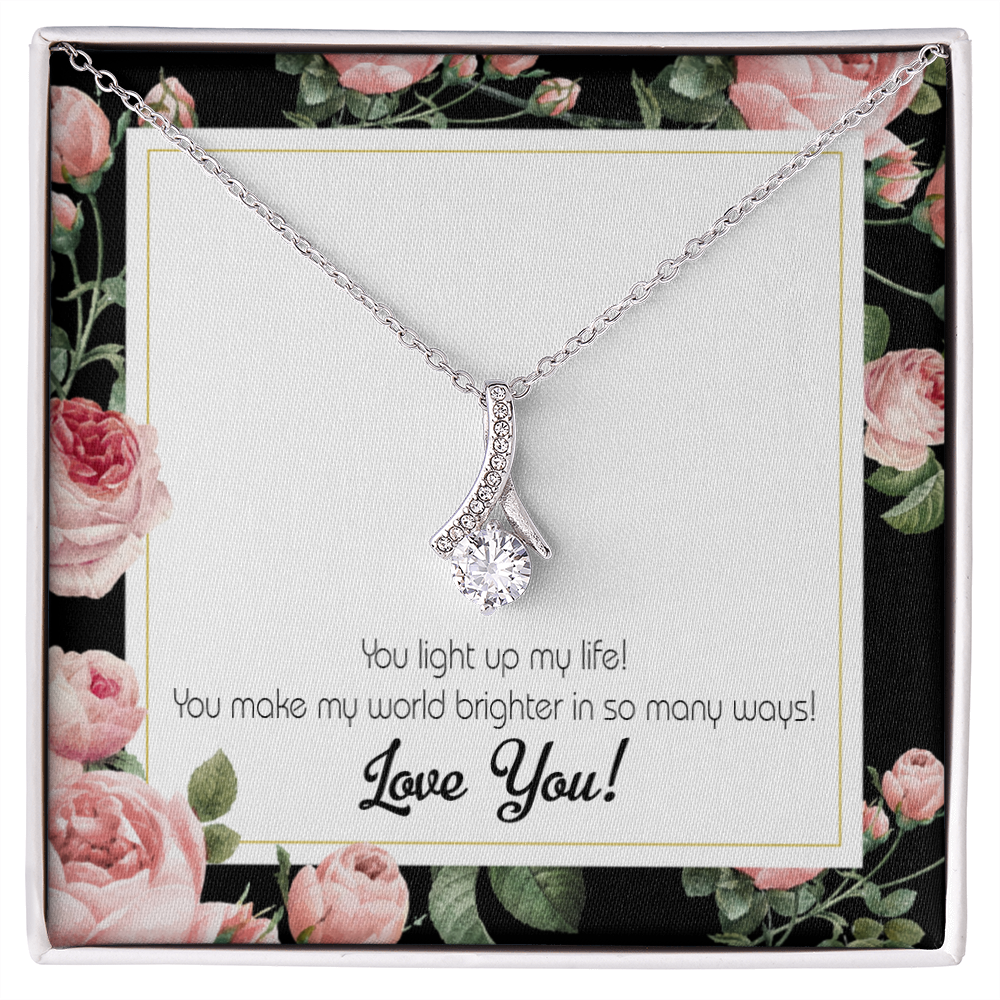To My Girlfriend Light up my Life Alluring Ribbon Necklace Message Card-Express Your Love Gifts