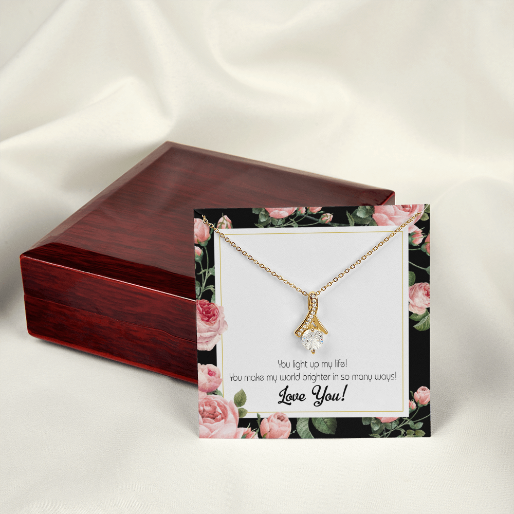 To My Girlfriend Light up my Life Alluring Ribbon Necklace Message Card-Express Your Love Gifts