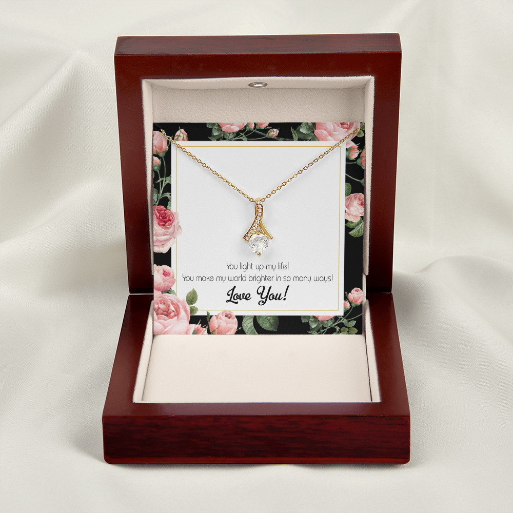To My Girlfriend Light up my Life Alluring Ribbon Necklace Message Card-Express Your Love Gifts