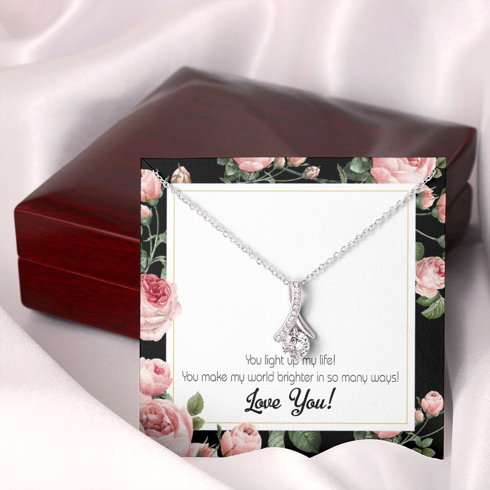 To My Girlfriend Light up my Life Alluring Ribbon Necklace Message Card-Express Your Love Gifts