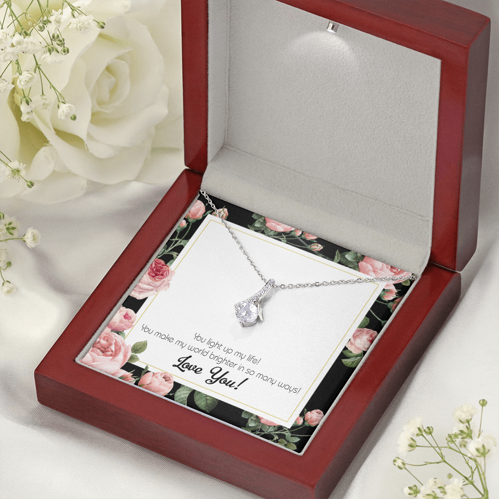 To My Girlfriend Light up my Life Alluring Ribbon Necklace Message Card-Express Your Love Gifts