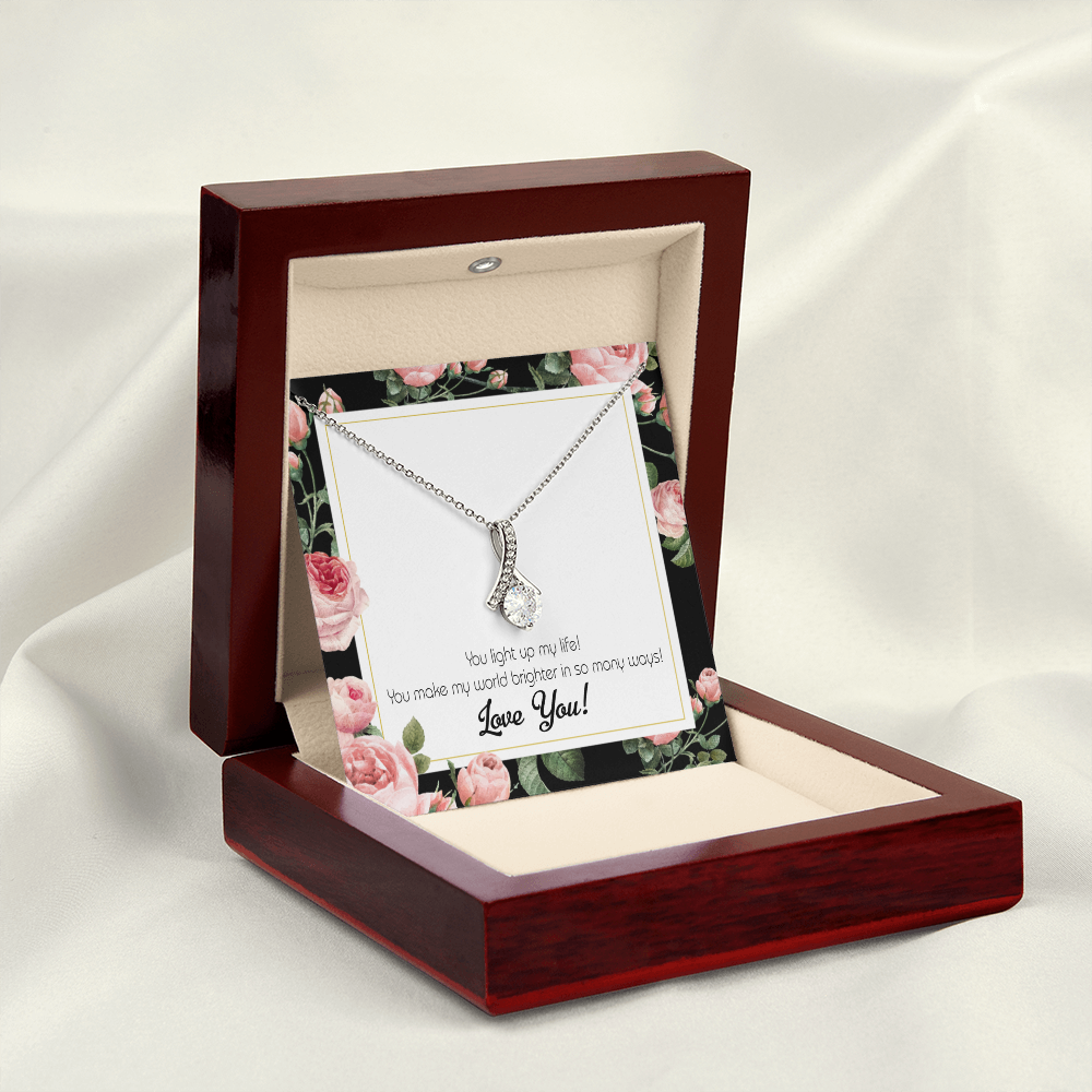 To My Girlfriend Light up my Life Alluring Ribbon Necklace Message Card-Express Your Love Gifts