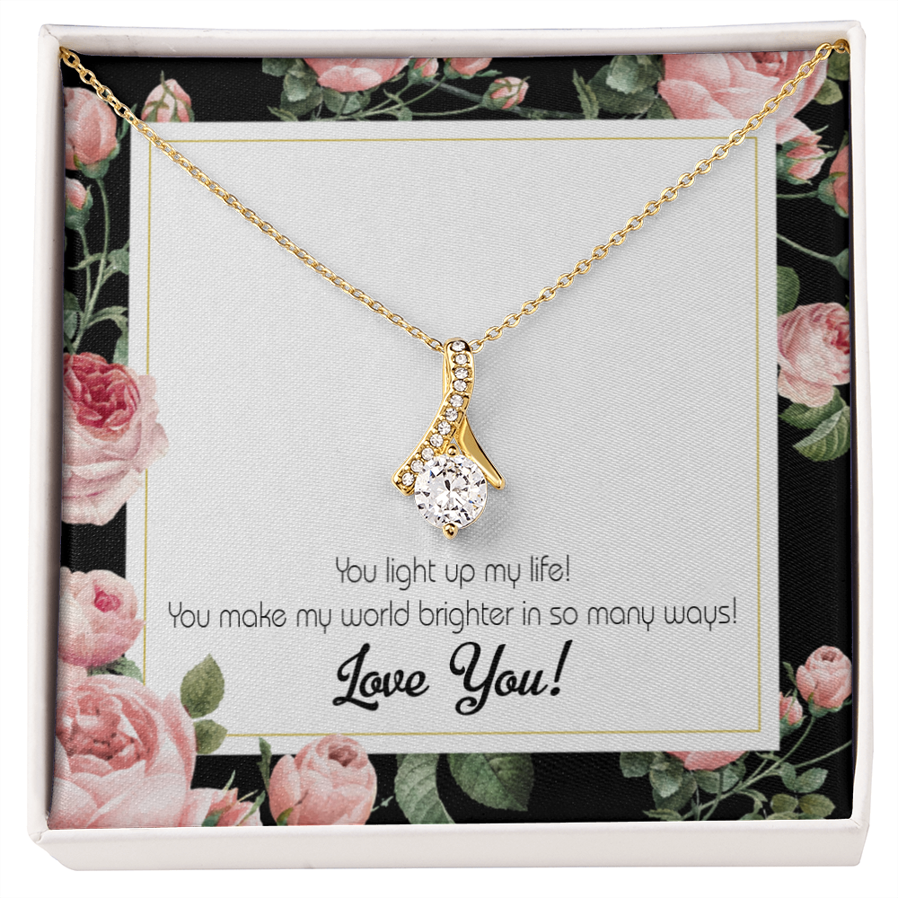 To My Girlfriend Light up my Life Alluring Ribbon Necklace Message Card-Express Your Love Gifts