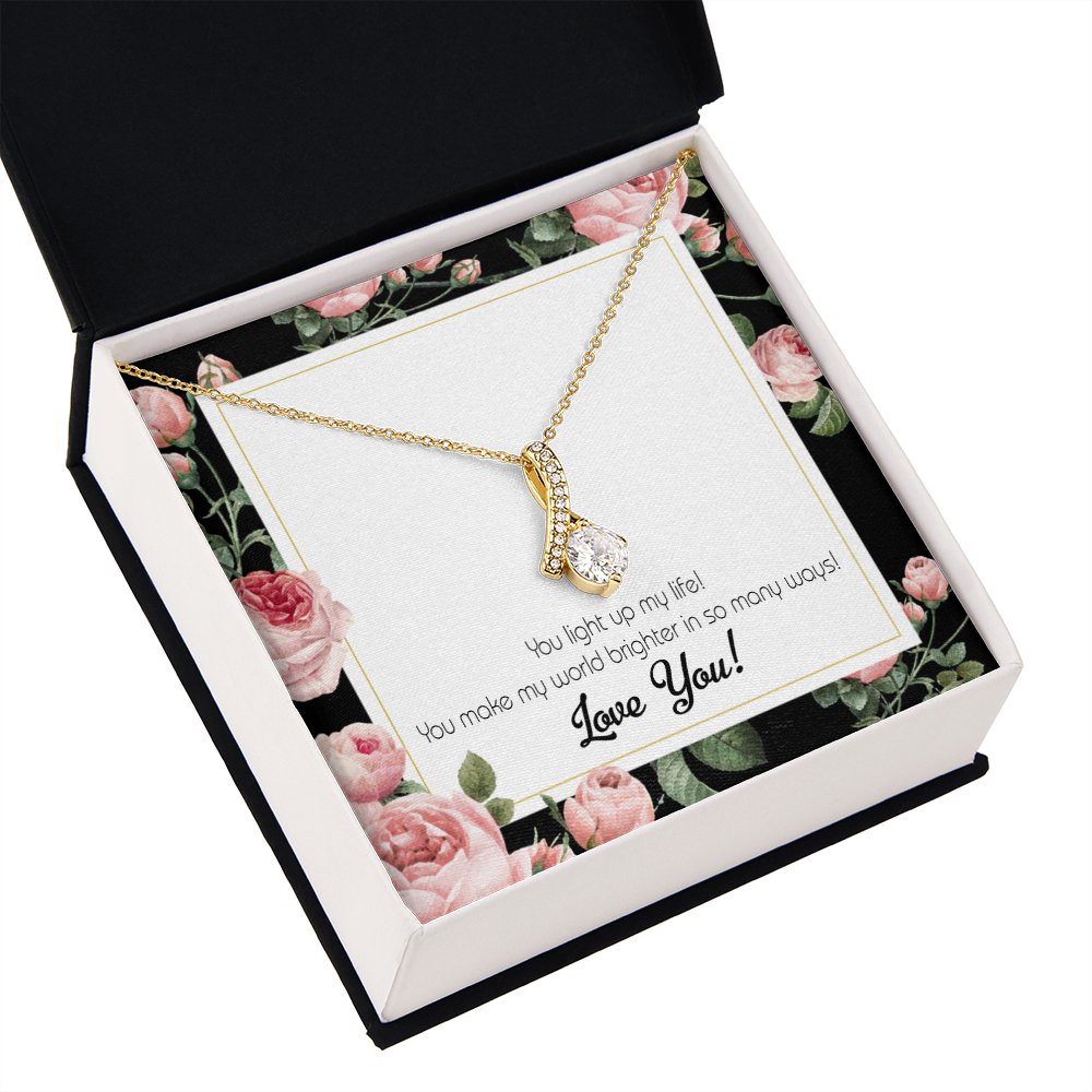To My Girlfriend Light up my Life Alluring Ribbon Necklace Message Card-Express Your Love Gifts
