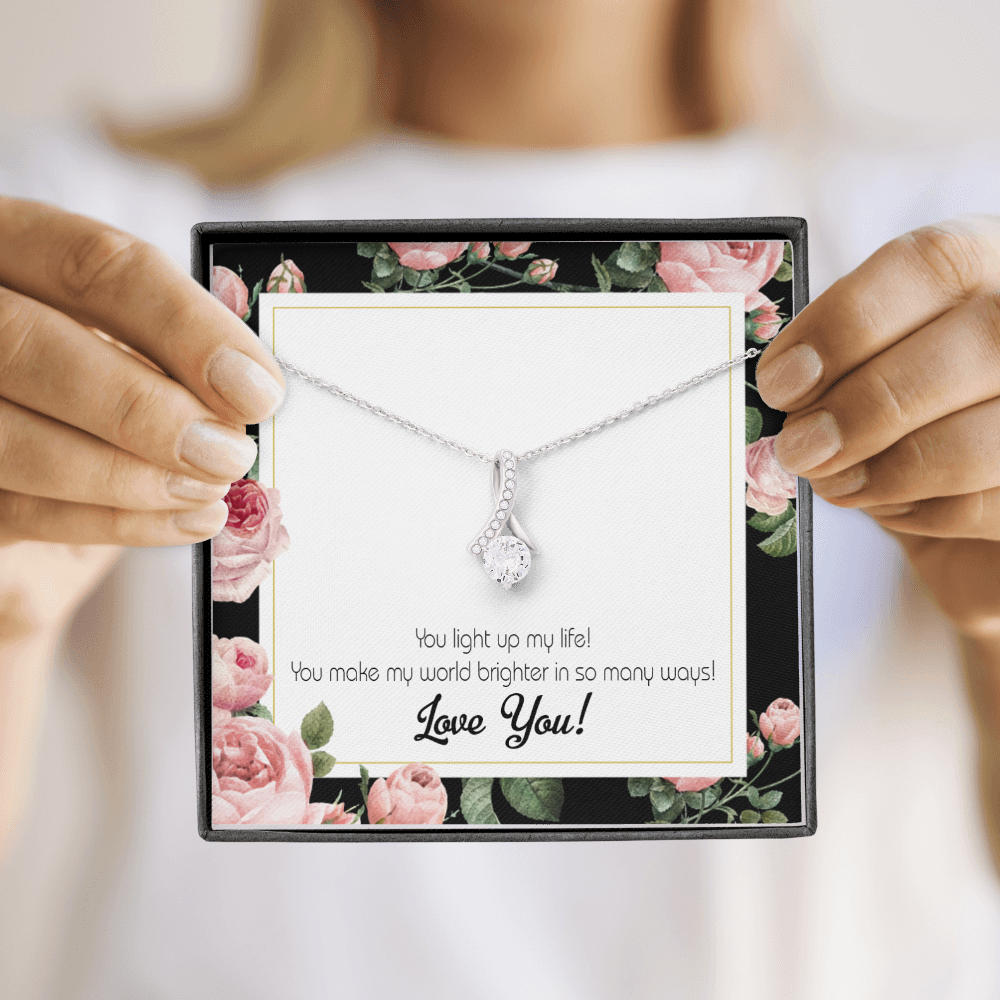 To My Girlfriend Light up my Life Alluring Ribbon Necklace Message Card-Express Your Love Gifts