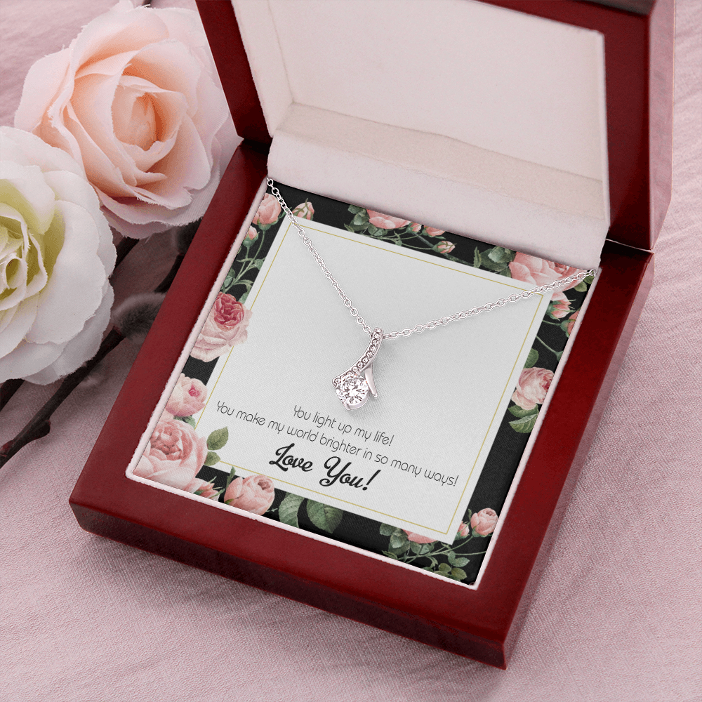 To My Girlfriend Light up my Life Alluring Ribbon Necklace Message Card-Express Your Love Gifts