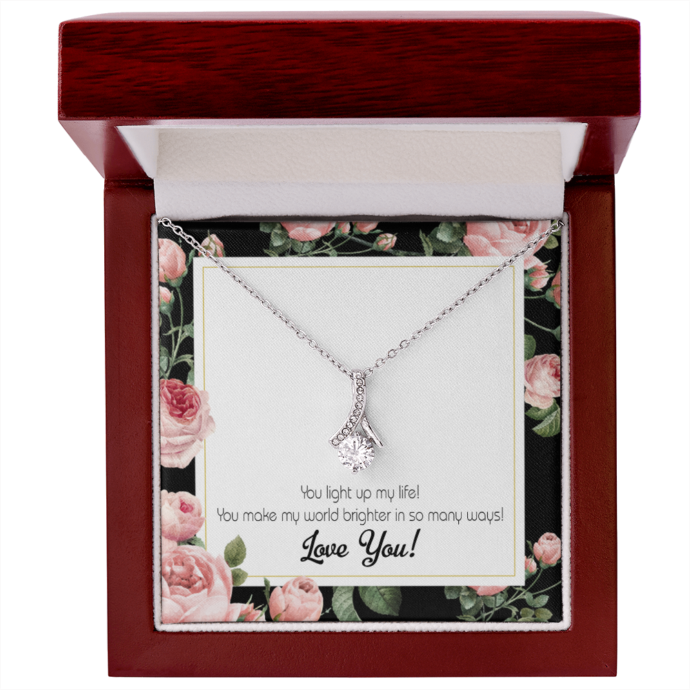 To My Girlfriend Light up my Life Alluring Ribbon Necklace Message Card-Express Your Love Gifts