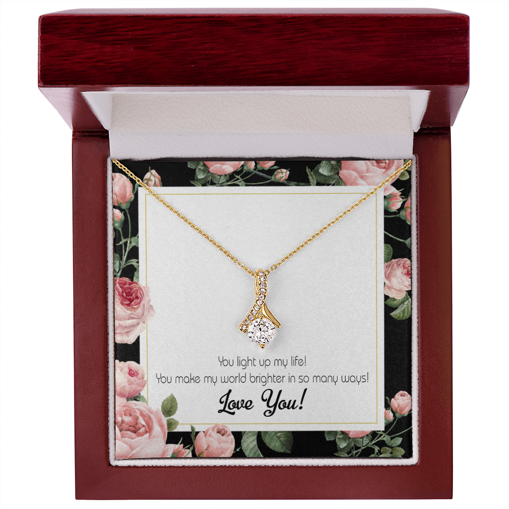 To My Girlfriend Light up my Life Alluring Ribbon Necklace Message Card-Express Your Love Gifts