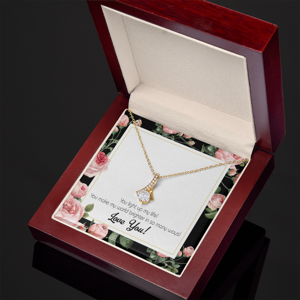 To My Girlfriend Light up my Life Alluring Ribbon Necklace Message Card-Express Your Love Gifts