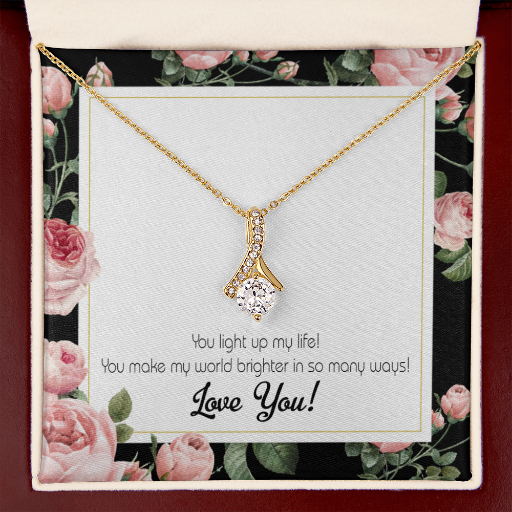 To My Girlfriend Light up my Life Alluring Ribbon Necklace Message Card-Express Your Love Gifts