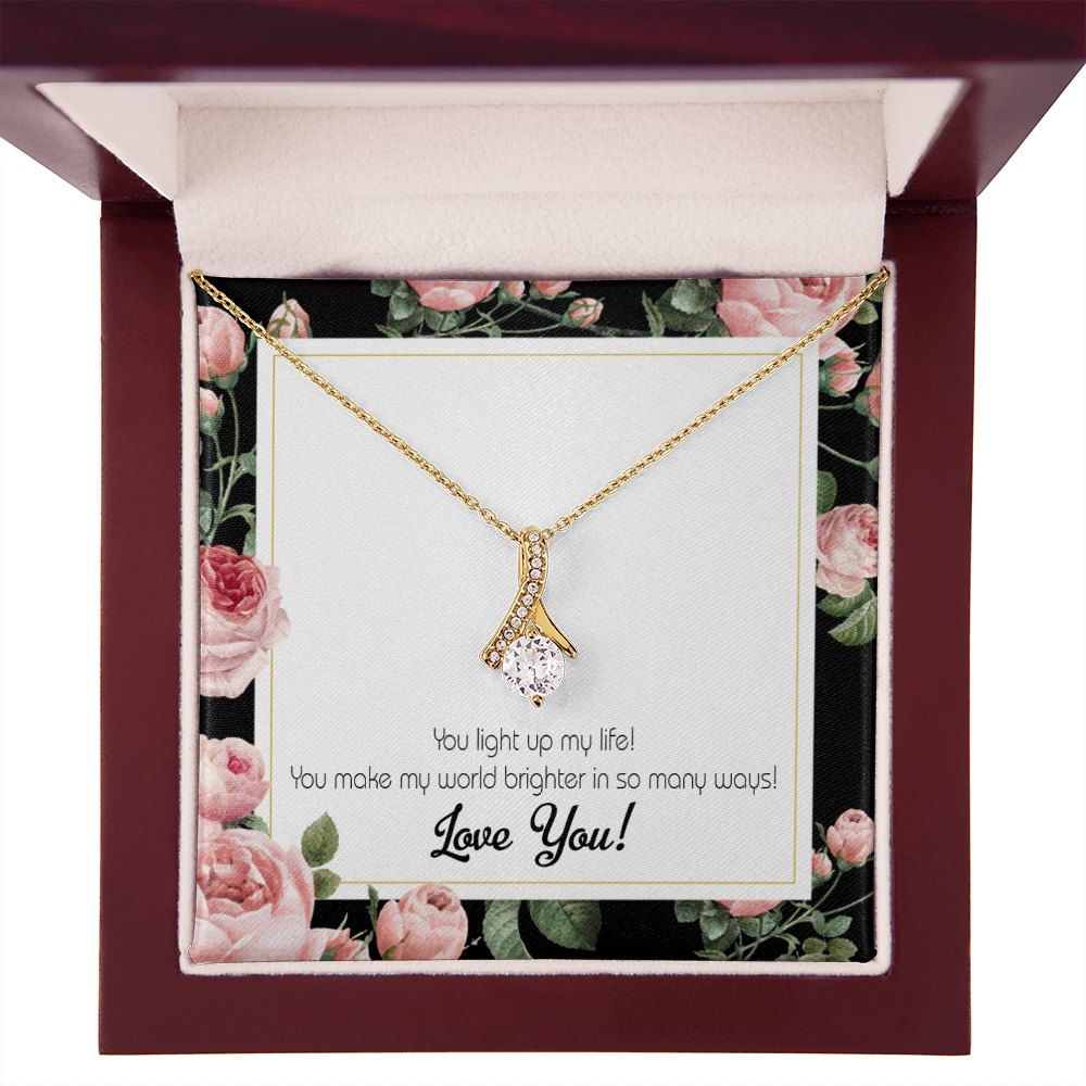 To My Girlfriend Light up my Life Alluring Ribbon Necklace Message Card-Express Your Love Gifts